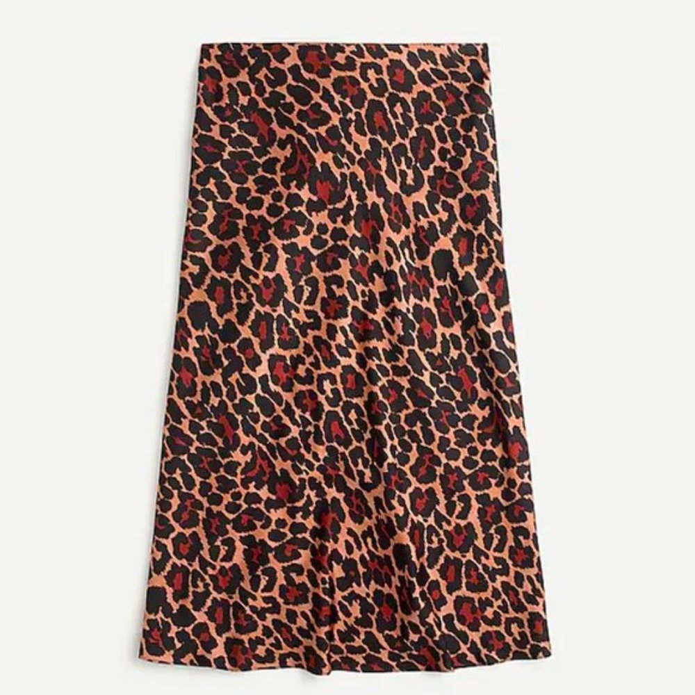 J. Crew leopard print silky slip skirt NWT